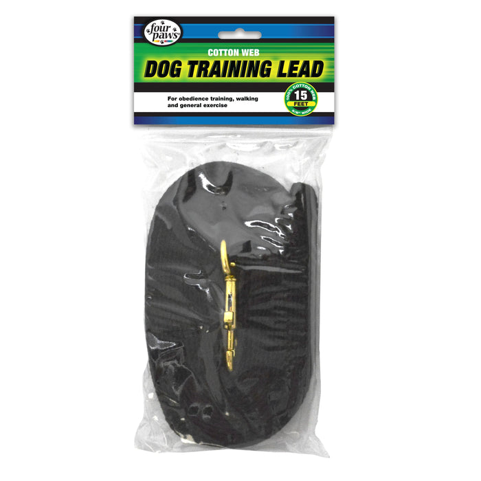 Four Paws Cotton Web Dog Lead Black 15 Foot (1 Count)