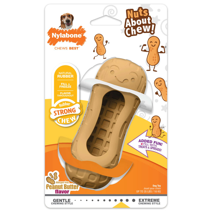Nylabone Strong Chew Fillable Peanut Dog Toy Peanut Butter Medium/Wolf - Up to 35 lbs. (1 Count)