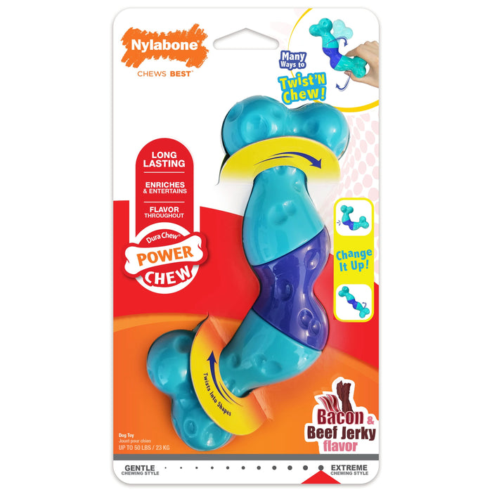 Nylabone Power Chew Twist 'N Chew Dog Toy Bacon & Beef Jerky Large/Giant - Up to 50 lbs. (1 Count)