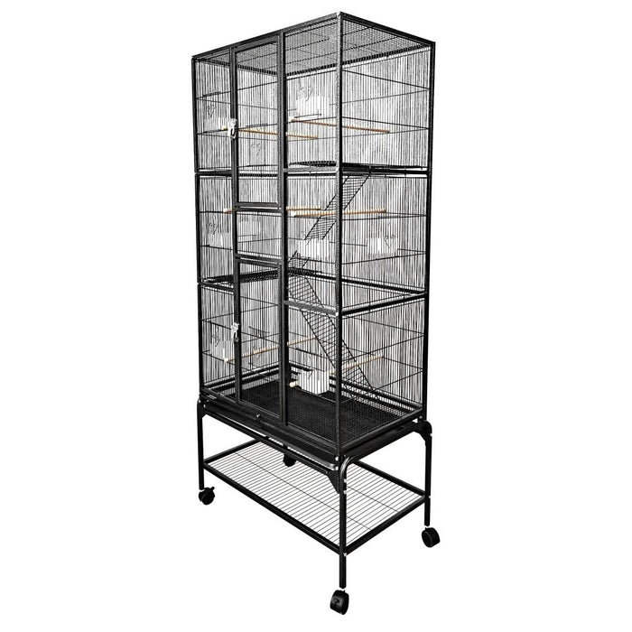A&E Cage Company 32"x18" Multi-Level Flight Cage with Ladders - Black - 644472105278B2