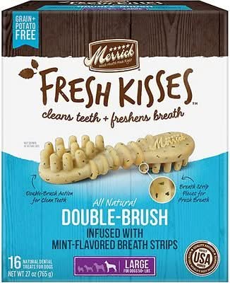 Merrick Fresh Kisses Dog Dental Treats With Mint Breath Strips Dog Treats for Large Breeds - 022808660552